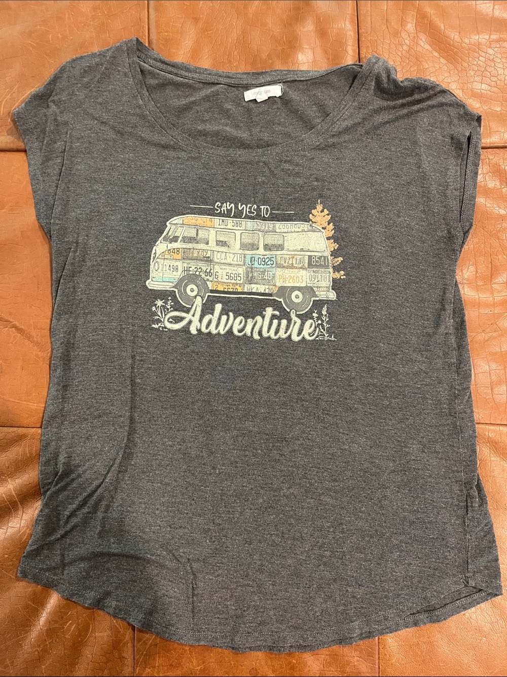 Womens Grey 'Adventure' Graphic Tee